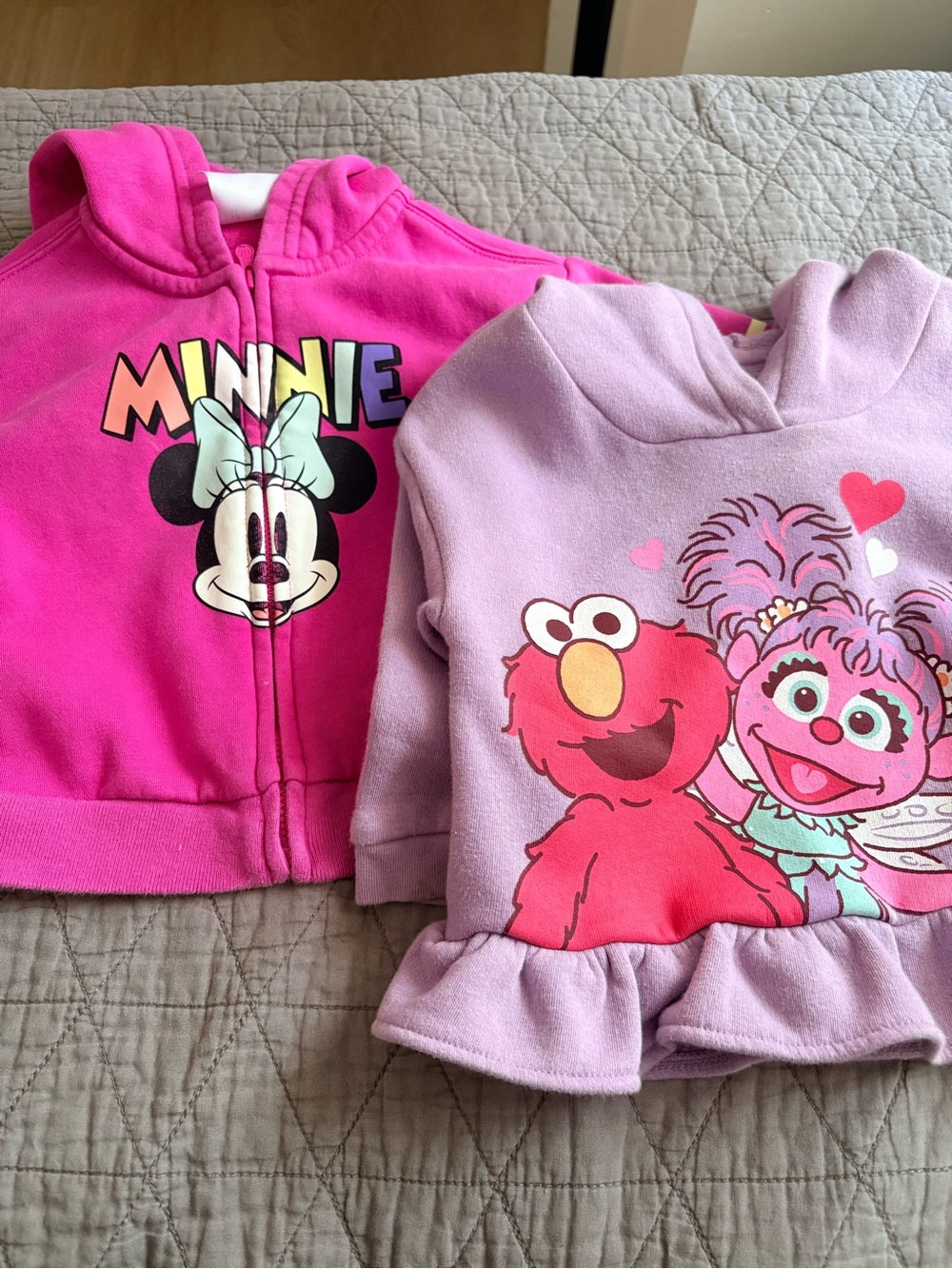 GAP Girls Minnie & Sesame Hooded Tops - Bright Pink & Lavender